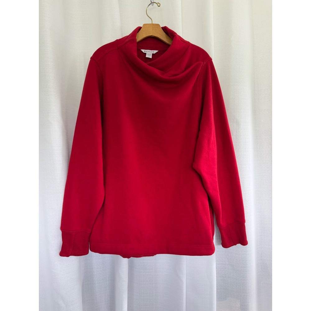 Athleta Cozy Karma II Sweatshirt Womens 2X Red Cowl Neck Fleece Pullover